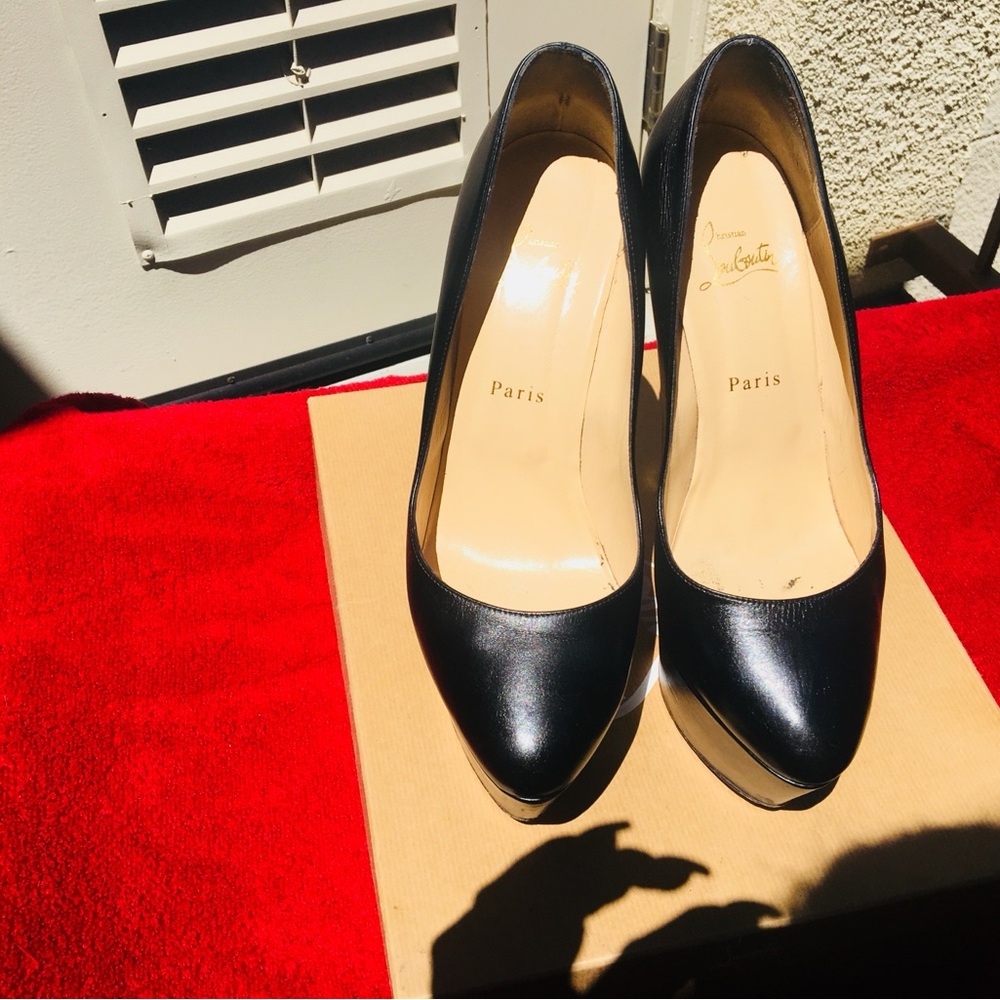 Christian Louboutin Black Leather platform Heels
